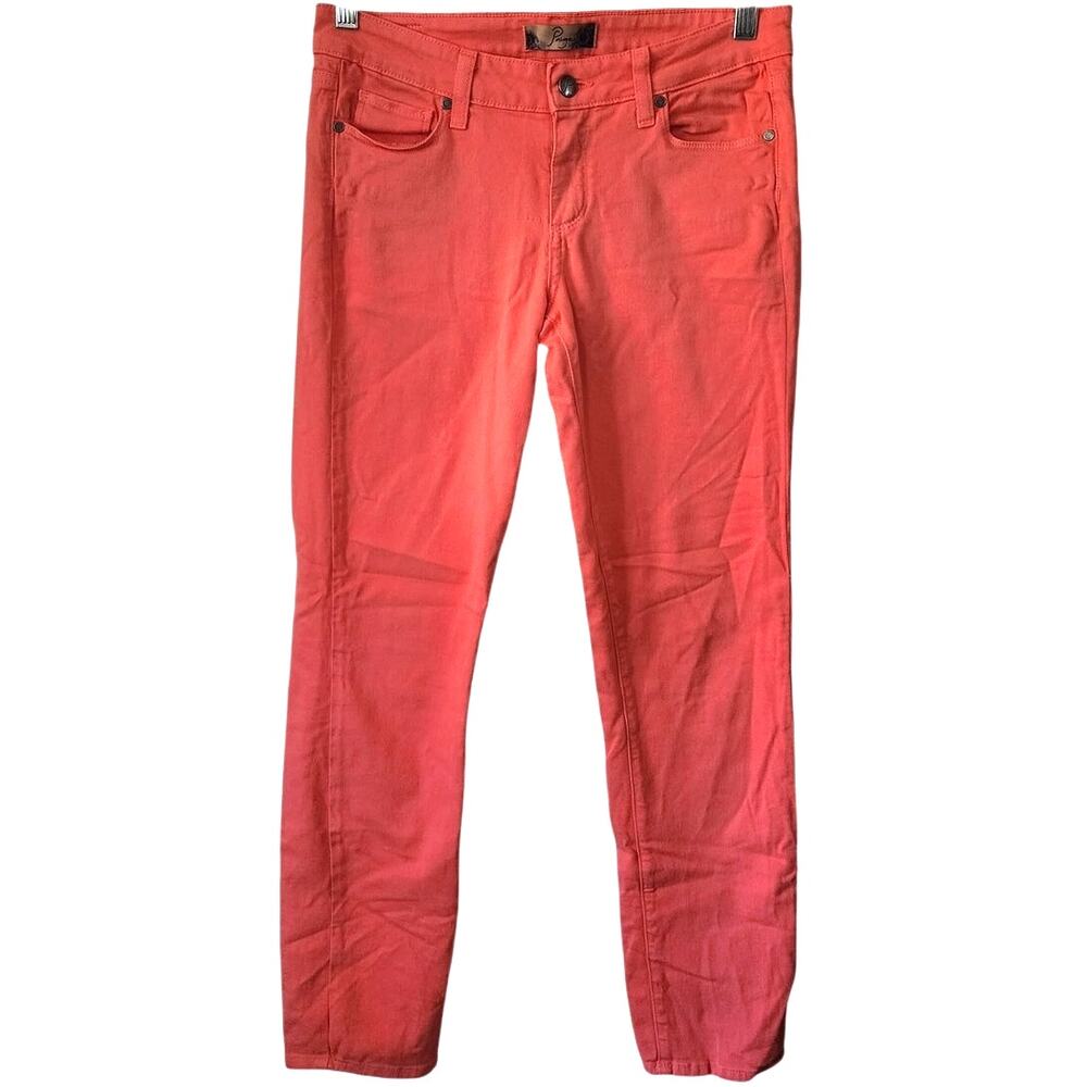 Paige Peg Skinny Coral Pink Mid Rise Ankle Flamingo Jeans 27